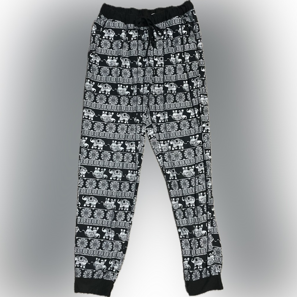 Mudd drawstring pants with elephant design
